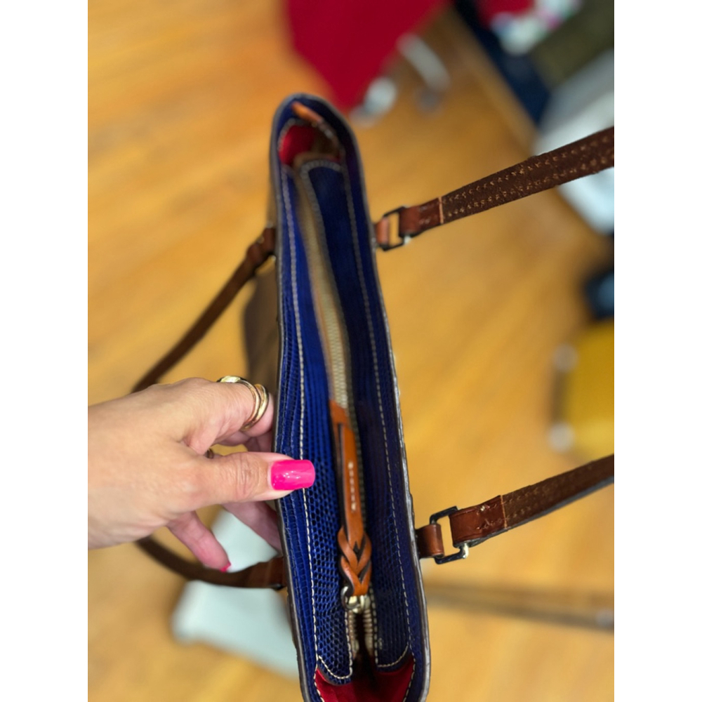 Dooney & Bourke Blue and Brown Tote - Picture 7 of 12